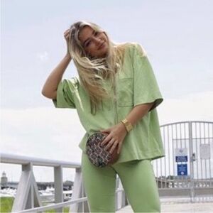 BABATON I-OI Green BOWLING Button short sleeve shirt